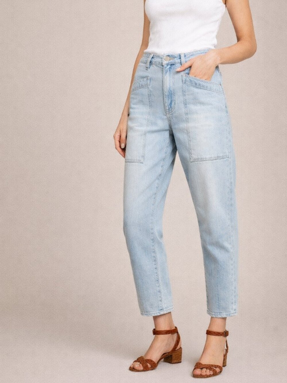 Veronica Beard Charlie Barrel Leg High Rise Jeans Air Wash Size 29